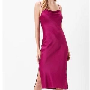 Satin Cowl-Neck Dress